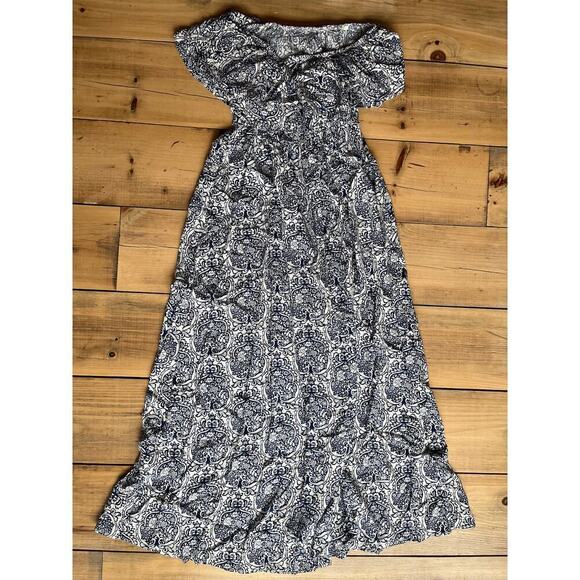 Yidarton Women's Strapless Dark Navy/White Maxi Dress. Floral. Small?? - Picture 2 of 6